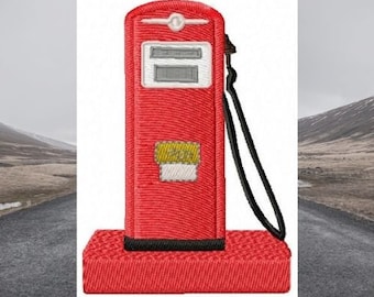 Retro Machine Embroidery, 1950s Gas Pump Embroidery Design, Vintage Gas Station Designs, 50's Nostalgia, The Mother Road