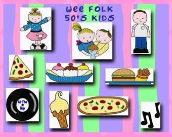 Machine Embroidery Digital Design, Wee Folk 50s Kids, 1950s Designs, Diner Designs, Embroidery Patterns, Embroidery Files, Diner Designs