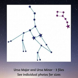 Ursa Major and Minor Constellations Embroidery Design, Great Bear and Little Bear Stars, Big Dipper and Little Dipper Machine Embroidery