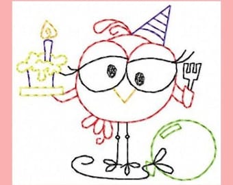 DIY Machine Embroidery Birthday Card Design, Instant Download Birthday Embroidery Design, Cute Embroidered Cards