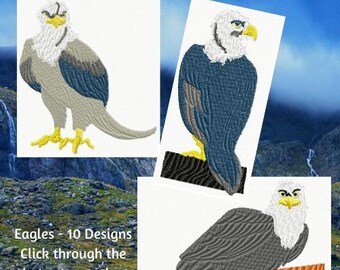 Machine Embroidery, Eagles  Embroidery Designs, Patriotic Embroidery Files, Bald Eagle Embroidered Design for Sweatshirts