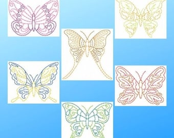 DIY Machine Embroidery Card Design, Butterflies Card Design, Embroidery File, Linework Butterfly, Garden Embroidery Designs