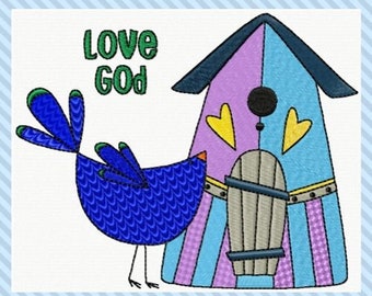 Machine Embroidery, Welcome Spring Embroidery Designs, Digital Download Embroidery File, Flower, Heart, Bird, Birdhouse, Love, Spring Design