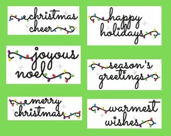 Machine Embroidery, Christmas Lighted Greetings Embroidery Designs, Christmas Embroidery, Xmas Designs, Merry Christmas, Holiday Designs