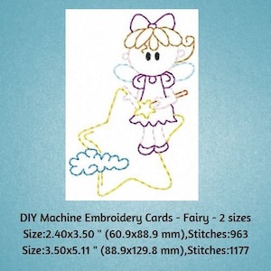 Fichier de carte de broderie machine bricolage, motif de broderie carte fée, téléchargement immédiat, carte d'anniversaire, carte brodée, motif dans le cerceau
