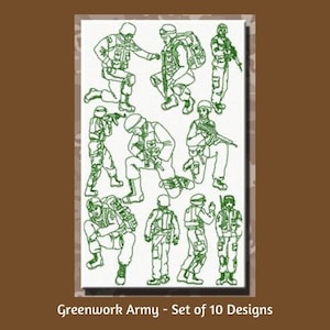 Machine Embroidery, Greenwork Soldiers Embroidery Designs, Instant Download, Linework Designs for Quilting, Military, Army Mom, Digital File