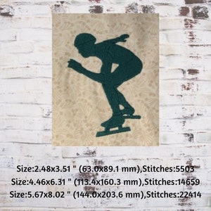 Machine Embroidery, Speed Skater Silhouettes Embroidery Designs, Winter Sports, Skating Embroidery image 3