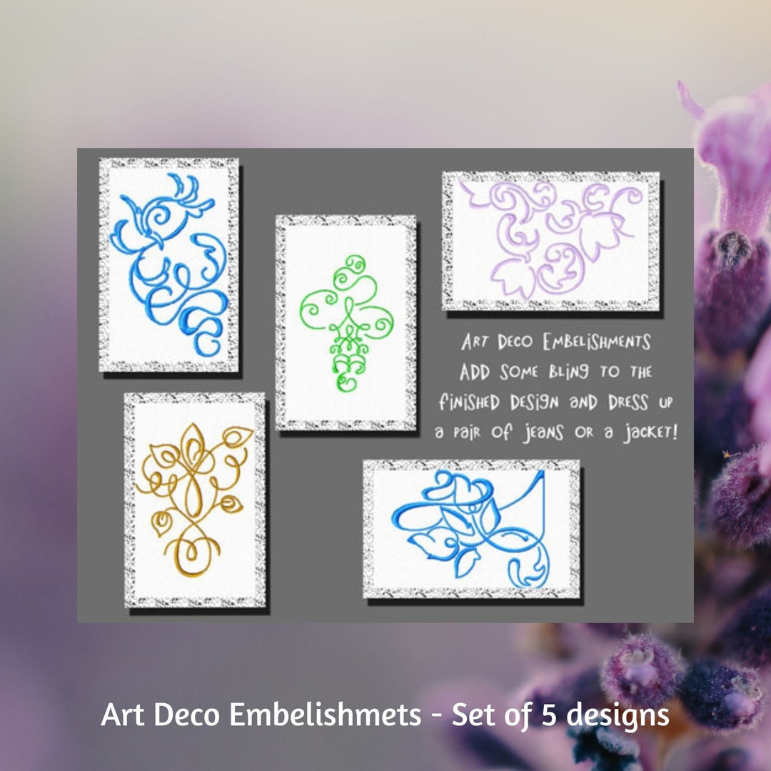Machine Embroidery, Art Deco Embellishments Embroidery Designs, Instant