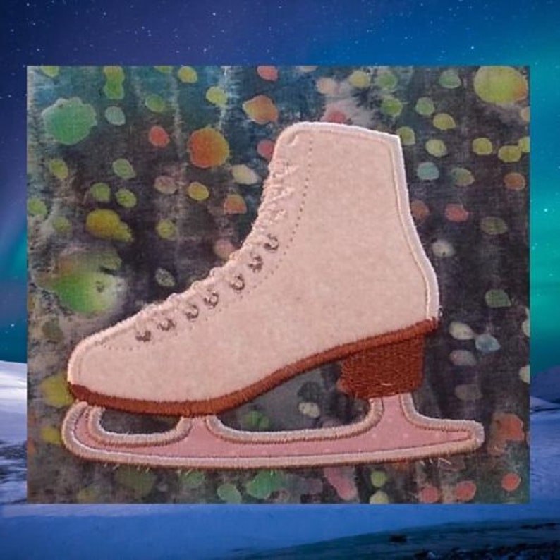 Machine embroidery applique ice skate embroidery design  etsy