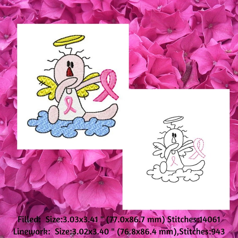 Machine Embroidery, Pink Ribbon Prim Embroidery Designs, Instant Download, Breast Cancer Awareness, Redwork Embroidery, Pink Ribbon image 9