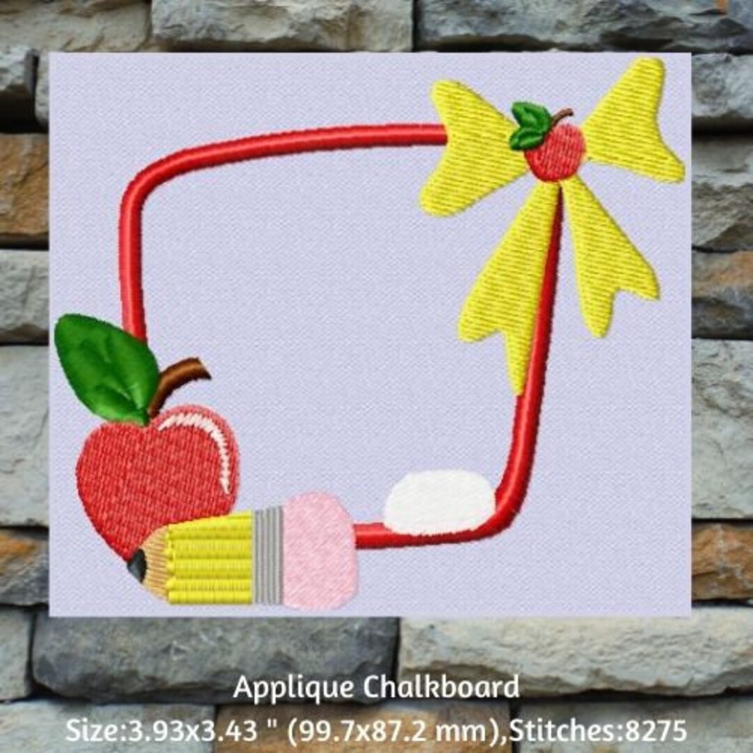 Machine Embroidery, Chalkboard Applique, Fun Designs for School Themed