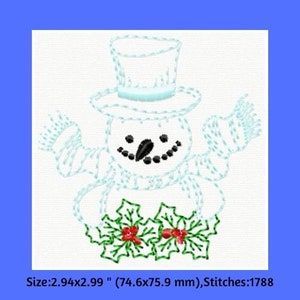 DIY Machine Embroidery Card Design Set, Winter Embroidery Design, Embroidered Cards, Snow Embroidery, Snowman, Christmas, Holiday image 4