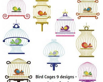 Machinaal borduurwerk, vogelkooiontwerpen, housewarming cadeau-ideeën, Victoriaanse vogelkooi borduurpatroon, vogelkooien borduurwerk