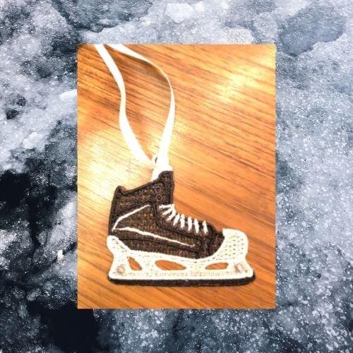 Machine Embroidery / Free Standing Lace Goalie Skate Ornament Etsy