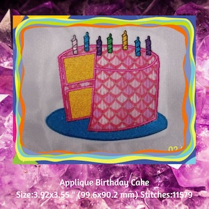 Applique Machine Embroidery, Birthday Cake Embroidery Designs, Instant Download, Birthday Party Embroidery, Happy Birthday Applique Designs