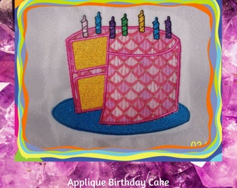 Applique Machine Embroidery, Birthday Cake Embroidery Designs, Instant Download, Birthday Party Embroidery, Happy Birthday Applique Designs