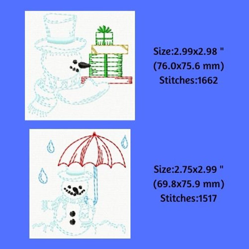 DIY Machine Embroidery Card Design Set, Winter Embroidery Design, Embroidered Cards, Snow Embroidery, Snowman, Christmas, Holiday image 9