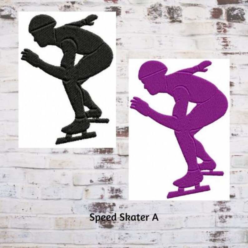 Machine Embroidery, Speed Skater Silhouettes Embroidery Designs, Winter Sports, Skating Embroidery image 4