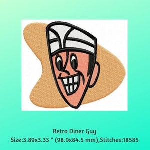 Retro Machine Embroidery, Malt Shop Diner Guy Embroidery Design,  Vintage Themed Designs, 50's Nostalgia, Retro Diner Designs