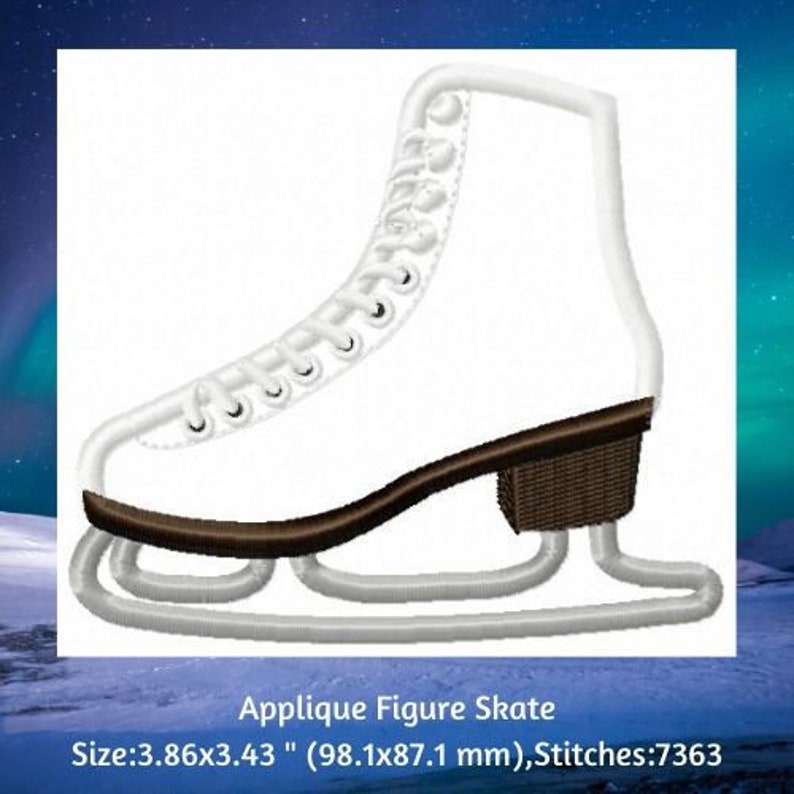 Machine embroidery applique ice skate embroidery design  etsy