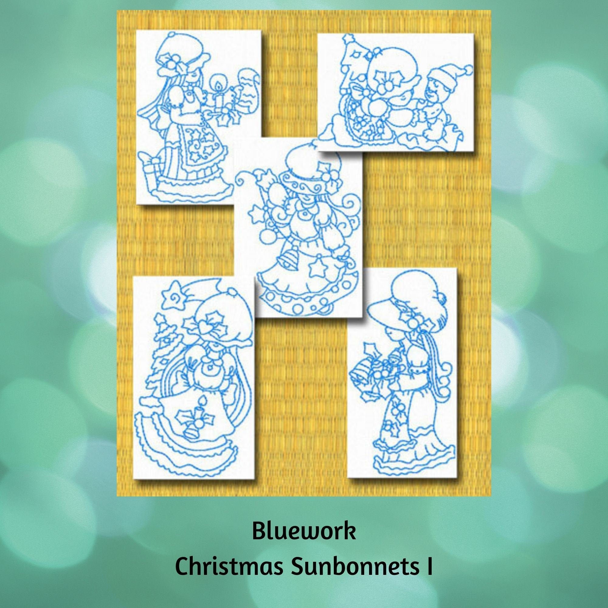 Machine embroidery  bluework christmas sunbonnets embroidery  etsy Machine embroidery  bluework christmas sunbonnets embroidery  etsy