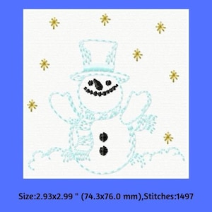 DIY Machine Embroidery Card Design Set, Winter Embroidery Design, Embroidered Cards, Snow Embroidery, Snowman, Christmas, Holiday image 1