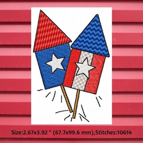 Machine Embroidery, Celebrate Freedom Rockets  Embroidery Designs, Patriotic Embroidery, 4th of July, Independence Day, Fireworks Design