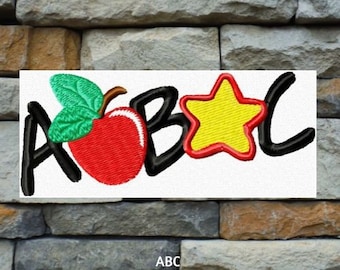 すぐにダウンロードできる機械刺繍パターン、ABC 刺繍デザイン、子供用 ABC 刺繍ファイル、よだれかけ用刺繍