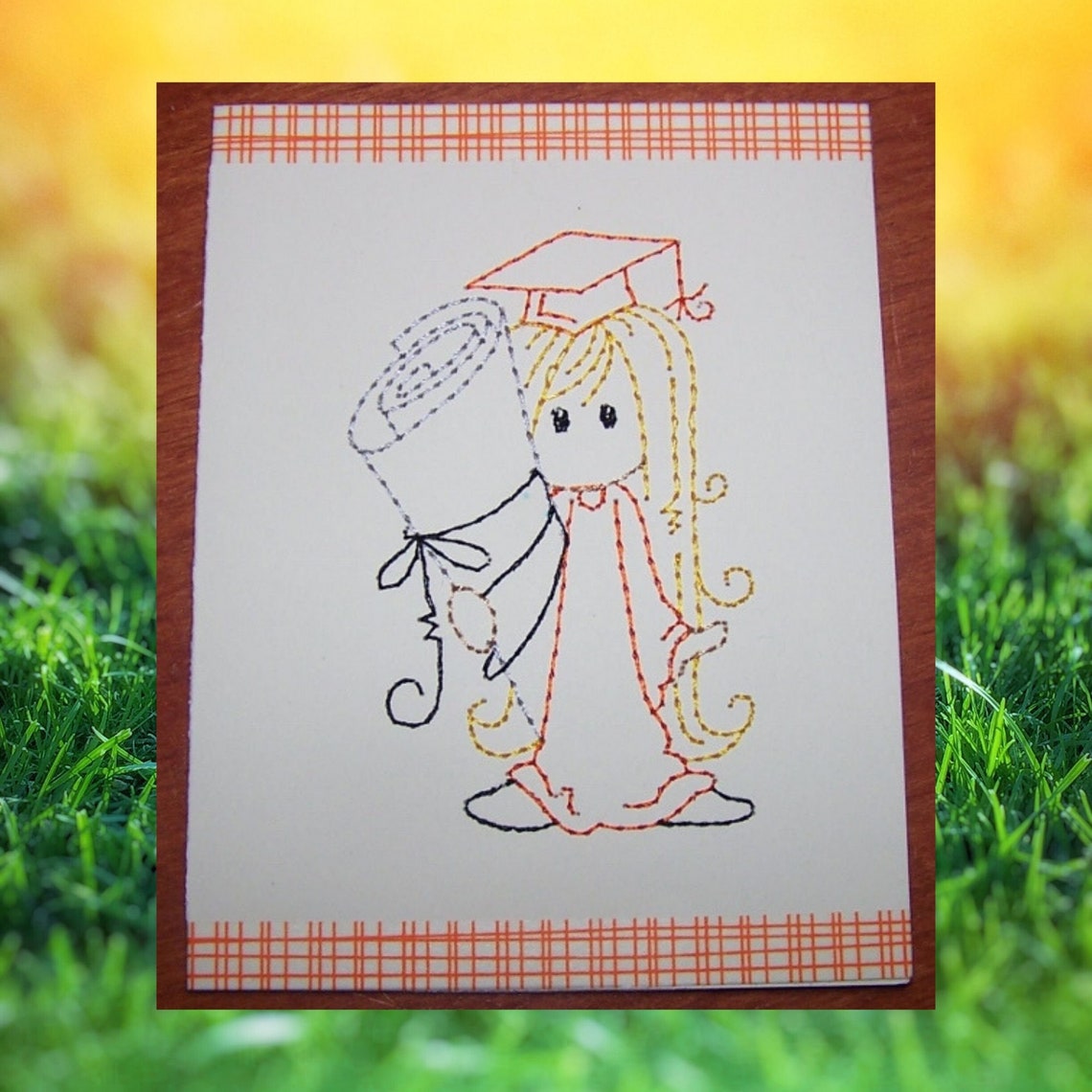 DIY Machine Embroidery Card Design / Graduation Embroidery Etsy