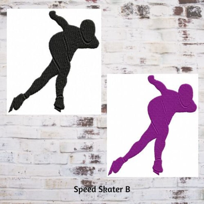 Machine Embroidery, Speed Skater Silhouettes Embroidery Designs, Winter Sports, Skating Embroidery image 6