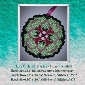 Machine Embroidery, Lace Circle #2, Free Standing Lace, Instant Download, Embroidery File, FSL Embroidery, Lace Ornaments