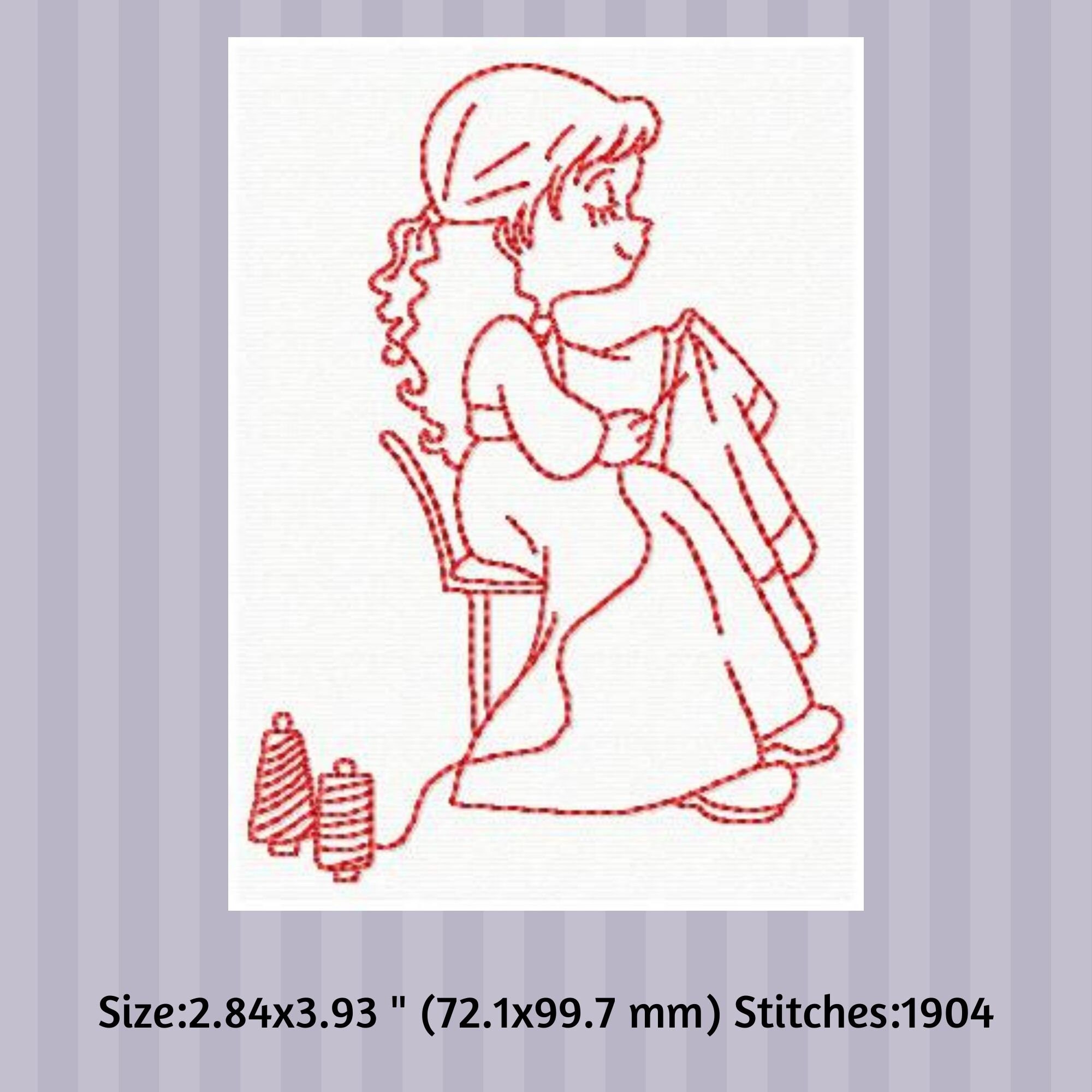 Machine Embroidery, Redwork Sewing Girls Embroidery Designs, Instant ...