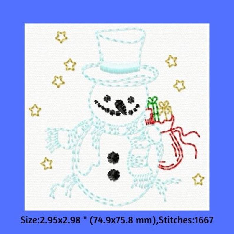 DIY Machine Embroidery Card Design Set, Winter Embroidery Design, Embroidered Cards, Snow Embroidery, Snowman, Christmas, Holiday image 8