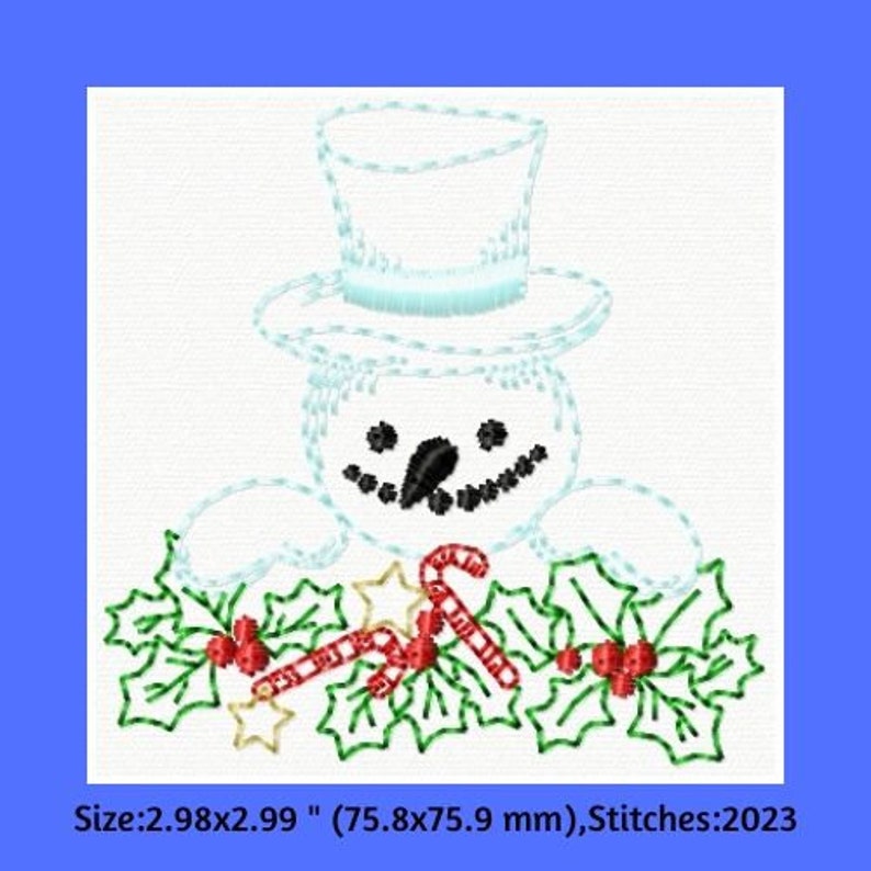 DIY Machine Embroidery Card Design Set, Winter Embroidery Design, Embroidered Cards, Snow Embroidery, Snowman, Christmas, Holiday image 2