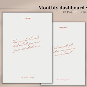 Monthly Printable Planner, Dashboard Set Inserts, Minimalist Planner, Aesthetic Dashboards, Printable Dividers, Minimal Planner Dashboard