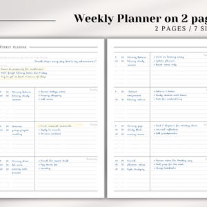 Weekly Planner, Week on 2 Pages, Week At a Glance, Weekly Schedule, Weekly Agenda, Minimal Weekly Planner Printable, Weekly Planner Inserts