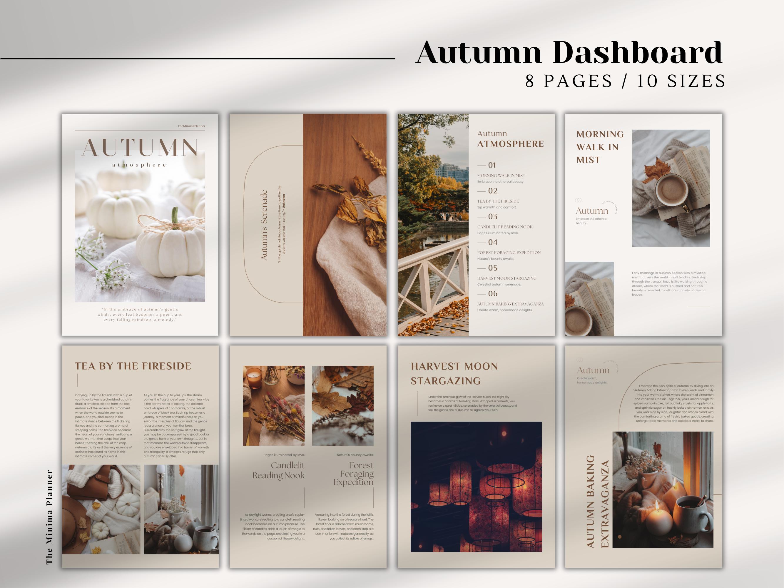 AUTUMN Dashboard Set, Planer - A4, Letter, A5, Half Letter, Personal size, Personal Wide, Happy Planner mini/classic, Pocket, Pocket plus