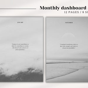Minimalist Monthly Planner Dividers | 12 Inserts with Quotes | A5, A6, Half Letter, Personal, Personal Wide, Happy Planner, Pocket Sizes