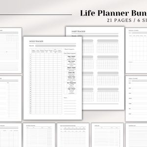 Set de planificadores Bundle Life, 21 páginas en A5, tamaño carta, tamaño personal y ancho, Happy Planner clásico y mini, insertos de planificador imprimibles