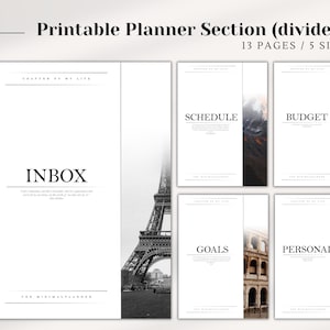PRINTABLE Planner dividers, Printable Planner Section in A5, A4, Letter, Half Letter, Personal size, Digital File, Cover Pages, Inserts