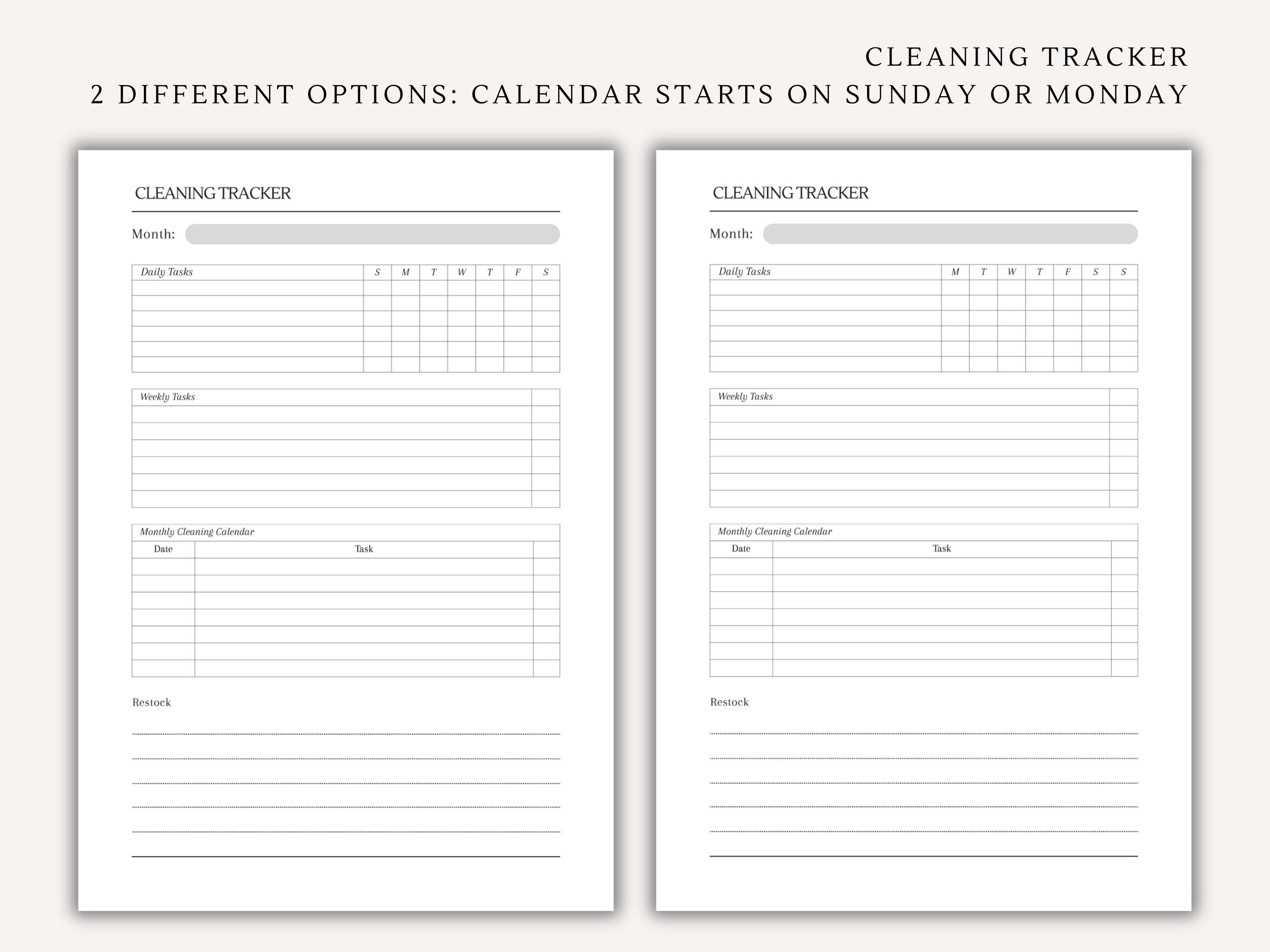 Printable Cleaning Tracker: Daily, Weekly, Monthly Chores (digital ...