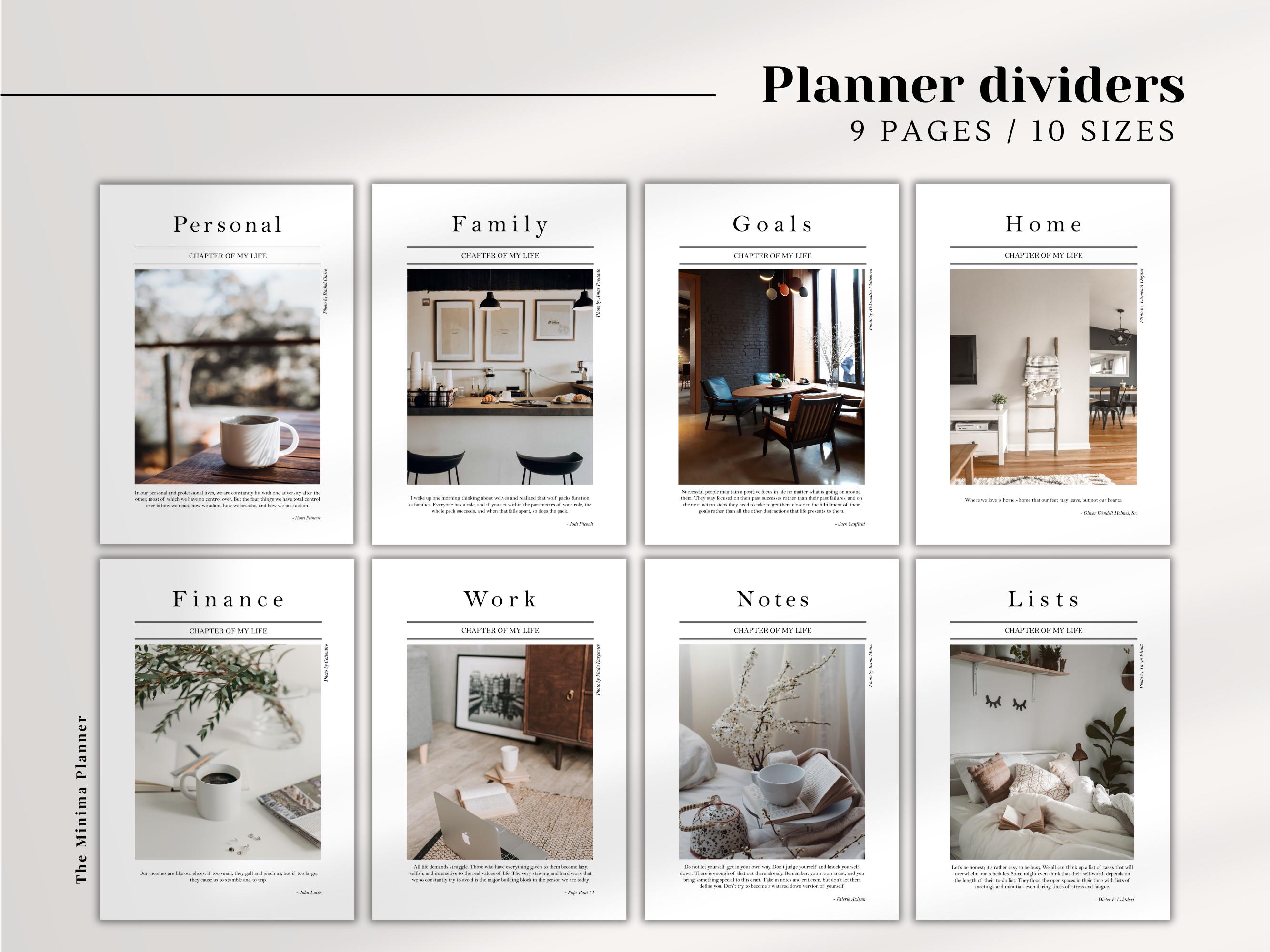 PRINTABLE Planner, Dashboard Set, Planner Dividers A5, A6, A4, Letter ...