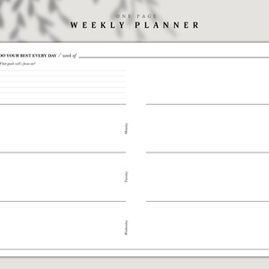 Week on 1 Page, Week At a Glance, Weekly Schedule, Weekly Agenda, Minimal Weekly Planner Printable PDF, Planner Inserts, A4/Letter, Calendar