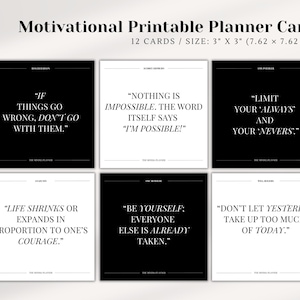 Motivational Printable Planner Cards | Size  3" x 3" | Planner Cards | Journal Cards | Stationary Cards | Cards | Planner Cards Bundle
