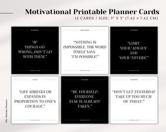 Motivational Printable Planner Cards | Size  3" x 3" | Planner Cards | Journal Cards | Stationary Cards | Cards | Planner Cards Bundle