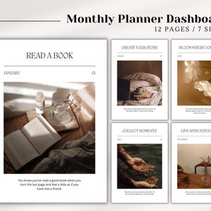 12 Monthly Planner Dashboards, Printanle Planner, Dashboard Set, Monthly dashboard in 7 size, Printable Monthly Planner Dashboards