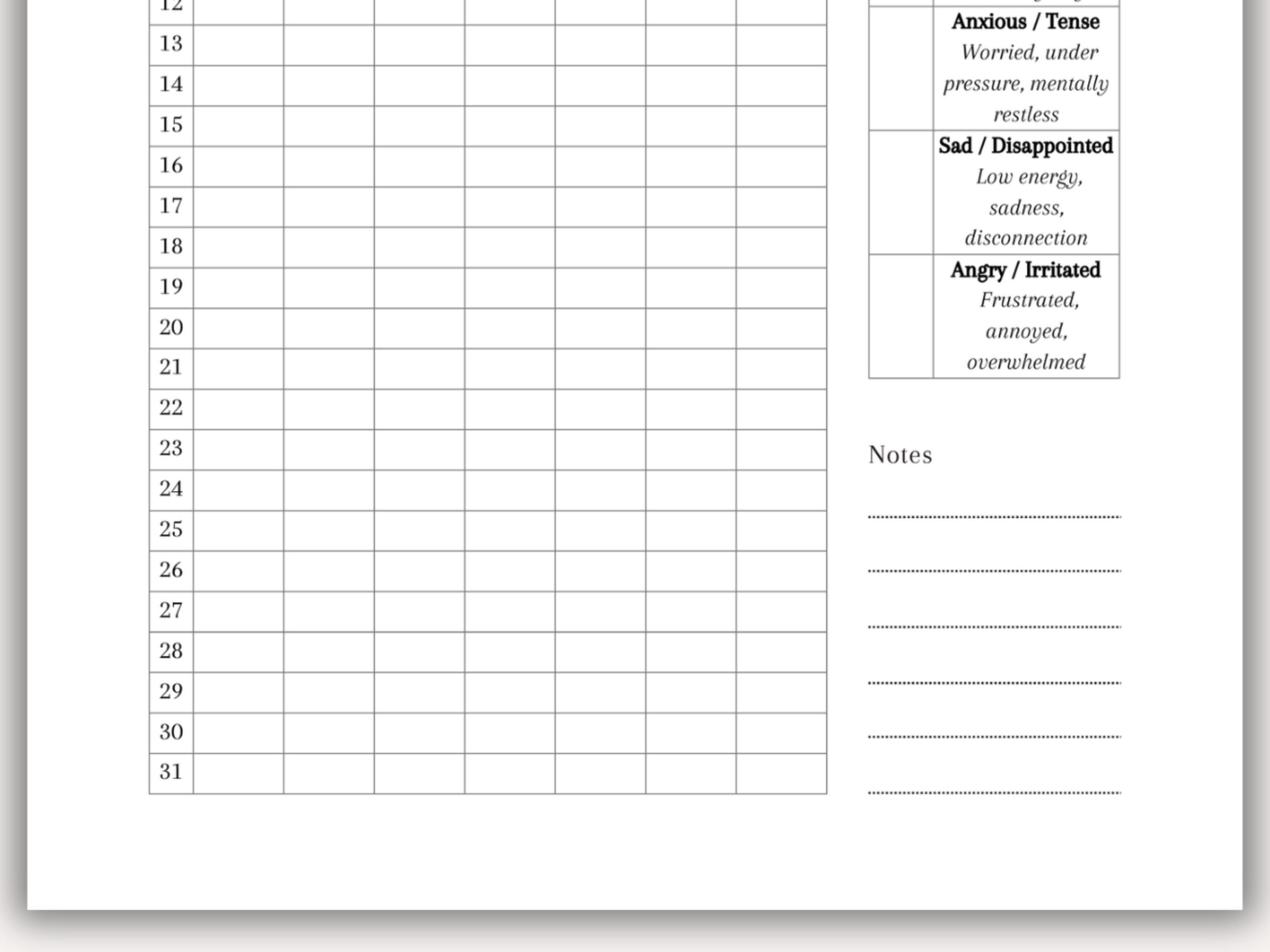 Printable Mood Tracker: Emotion Journal, Self-care Planner (A5, Half ...