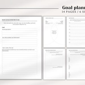 Planificador de objetivos anual imprimible / A5, media carta, personal, personal ancho, planificador Happy Mini/clásico / establecimiento de objetivos, seguimiento de hábitos