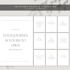 Planificador minimalista, imprimible, con frases motivacionales, insertos minimalistas, 9 tamaños