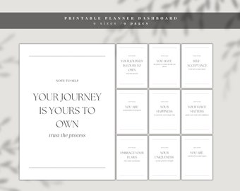 Minimal Planner Dashboard, Printable Dashboard, Printable Dashboard Planner,Motivational Quotes Planner, Minimalist Planner Inserts, 9 sizes